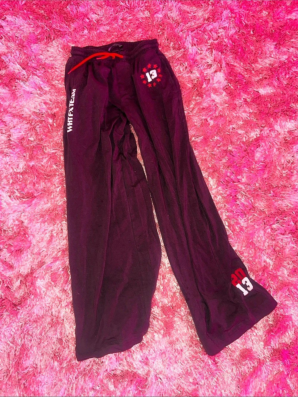 White Fox Lucky 13 Wide Leg Sweatpants Black Small